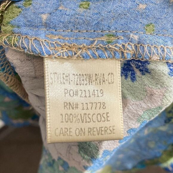 Lovestitch Bright Floral Blue Green Ruffle Bottom Dress Size Large - Picture 9 of 10